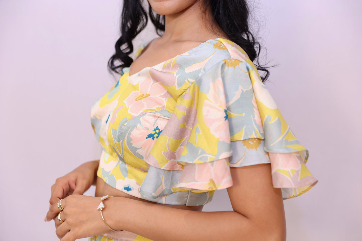 Floral crop top and pants Coord set