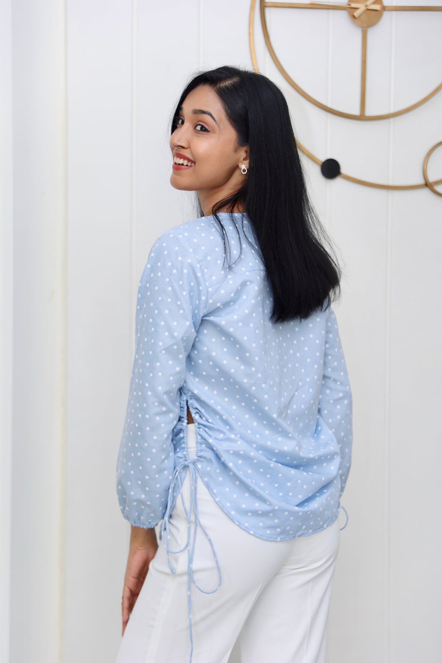 Blue polka dot shirt