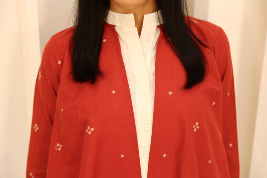 White and maroon layered top