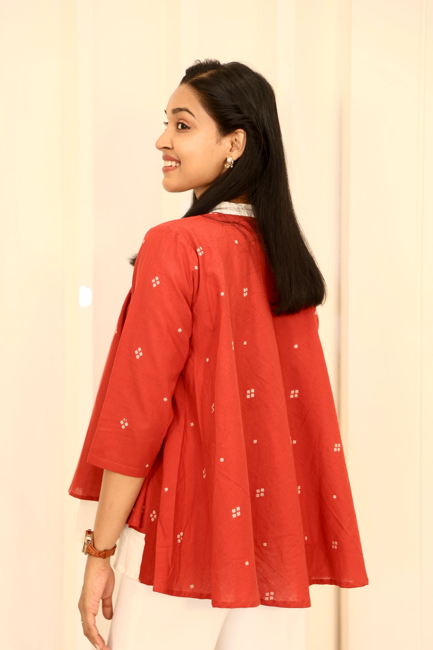 White and maroon layered top