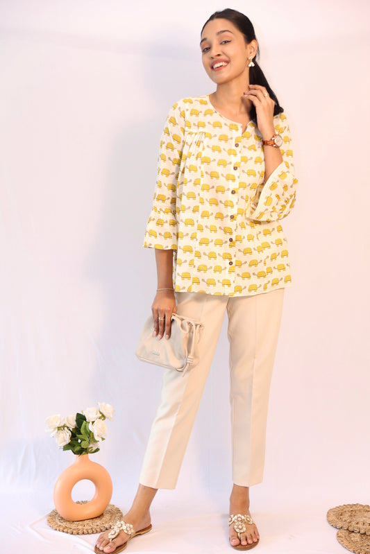 Turtle print cotton shirt