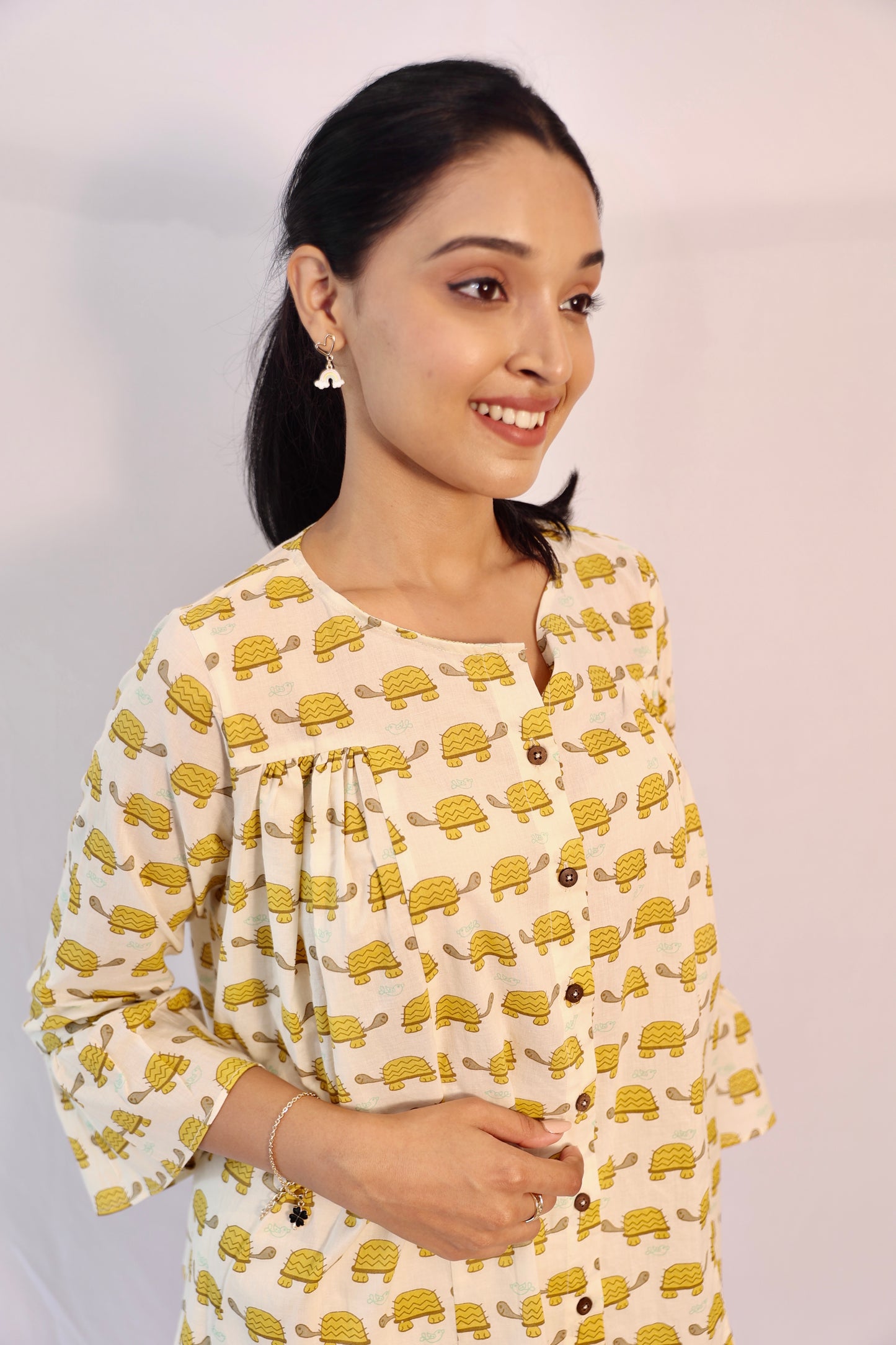 Turtle print cotton shirt