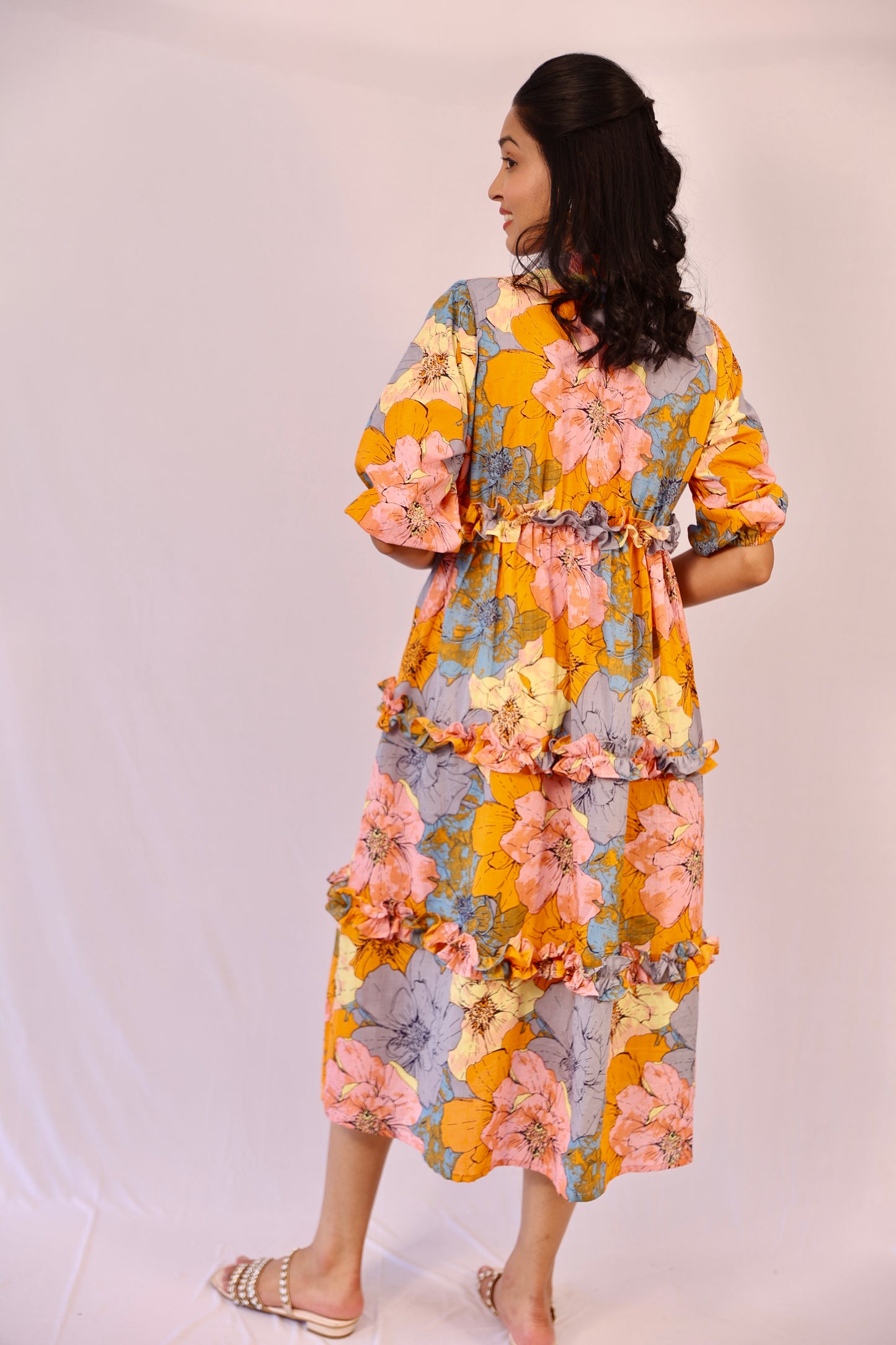 Big floral frill dress
