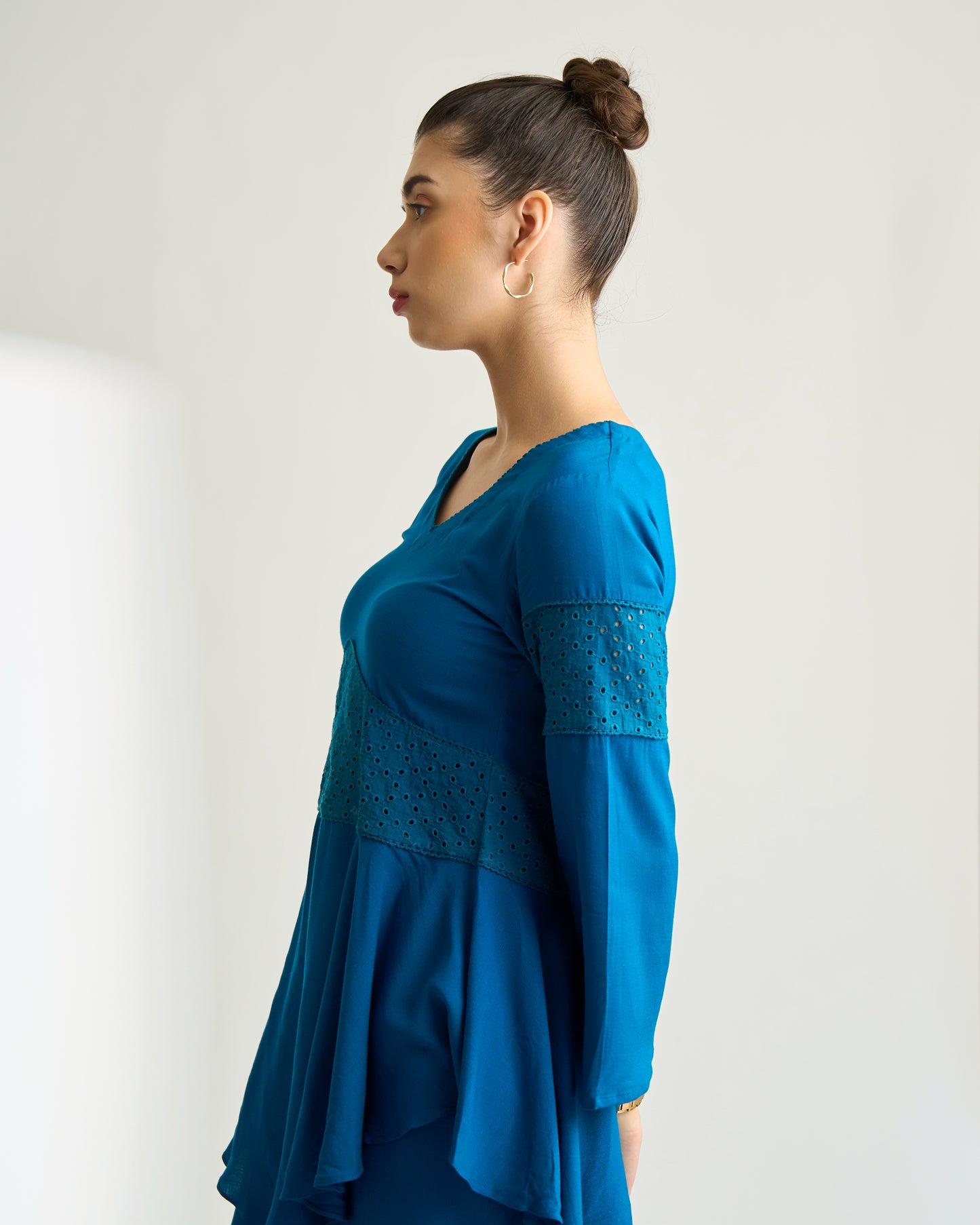 Royal Blue Schiffli Co-ord Set