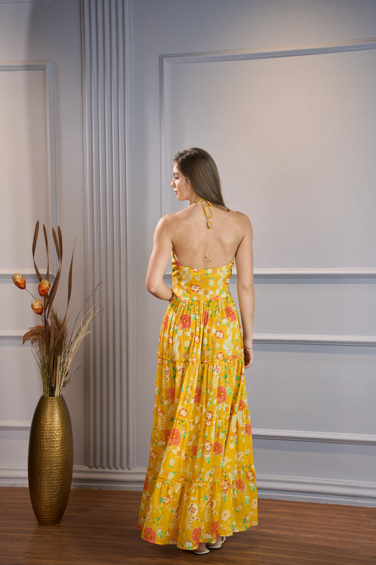 Rose Halter Neck Dress