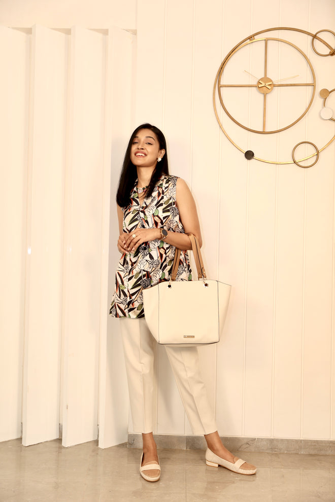 Black and white blazer top