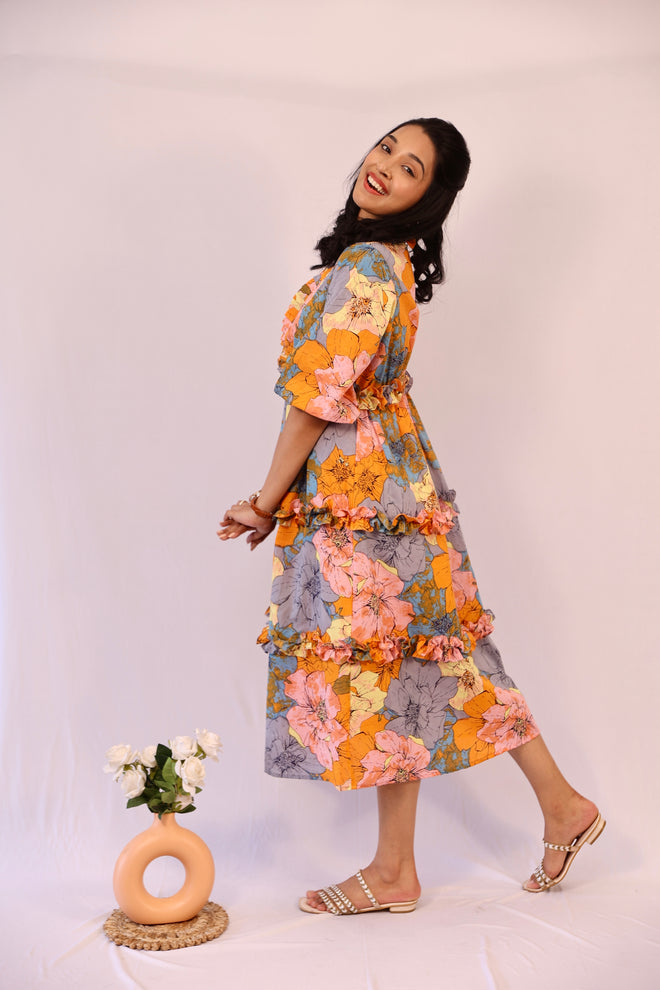 Big floral frill dress