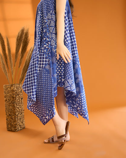 Indigo High Low Flare Dress