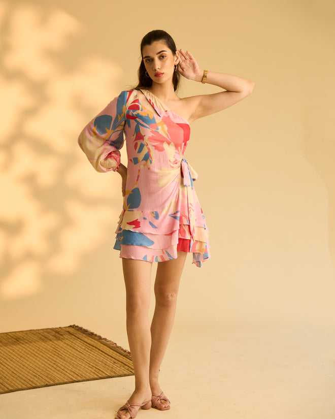 Abstract Frill Dress