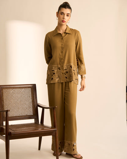 Olive Cutwork Co-ord Set