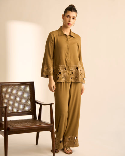 Olive Cutwork Co-ord Set