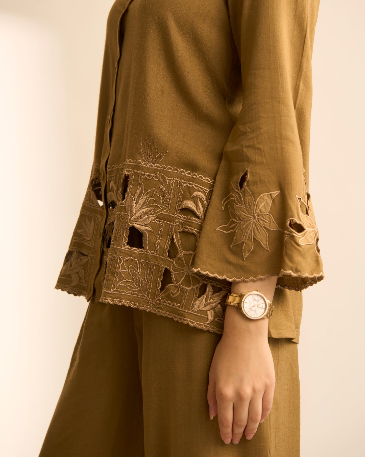 Olive Cutwork Co-ord Set