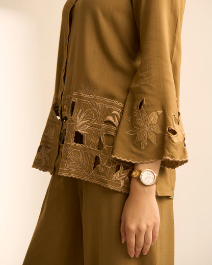 Olive Cutwork Co-ord Set