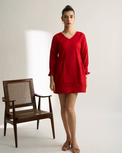 Red Schiffli Dress