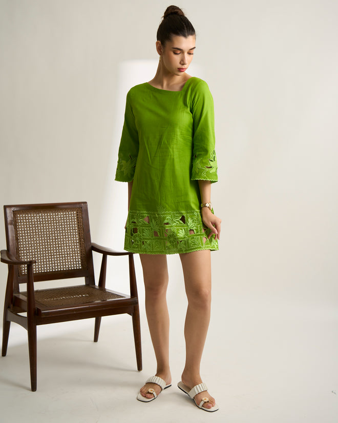 Green Cutwork Dress