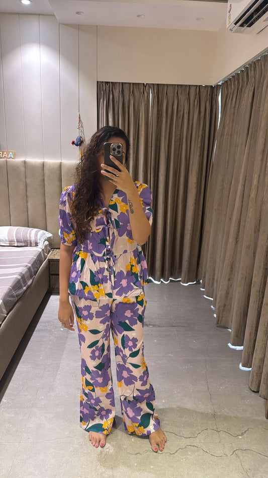 Purple Floral Co-ord Set